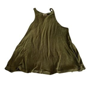 Free People Green Asymmetrical Sleeveless Tank Top